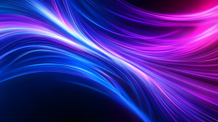 Wall Mural - abstract blue and purple light wavy shapes futuristic banner. glowing retro waves background