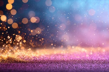 Wall Mural - a blurred snapshot of a light burst in the tree canopy, glistening with golden bokeh dots
