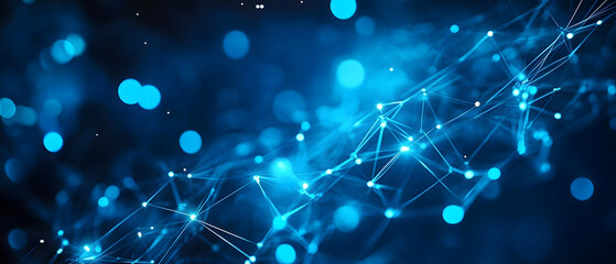 Wall Mural - the image showcases an abstract background featuring glowing blue lines and a network of interconnec