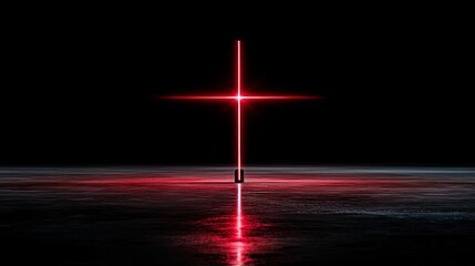 Wall Mural - Red light flare set against a black backdrop