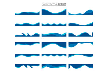 Wall Mural - Blue wave border frame divider decoration, blue paper wavy border frame decoration. vector template