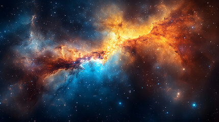 Wall Mural - Celestial Symphony: A breathtaking view of a nebula in the depths of space, showcasing an awe-inspiring interplay of vibrant colors and cosmic dust.