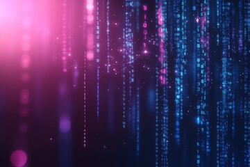 Wall Mural - vibrant streams of digital data cascade in a mesmerizing light show at the heart of a cybernetic uni