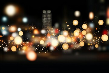 Wall Mural - 3d illustration of a gold glitter background with sparkling light and confetti effect