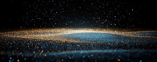 Wall Mural - black, silver, and blue create a de-focused background for the glitter vintage lights