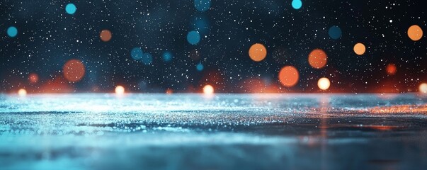 Wall Mural - A background of black, silver, and blue featuring de-focused vintage glitter lights