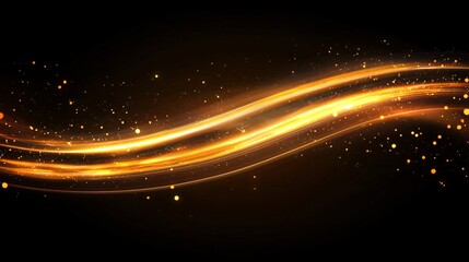 Wall Mural - A glowing orange abstract background with curved light streaks