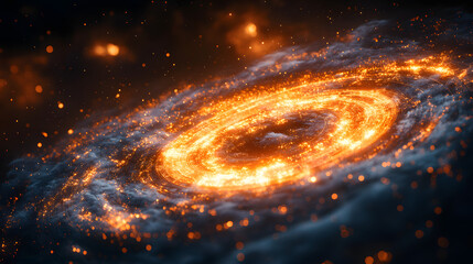 Wall Mural - Celestial Swirl: An artistic representation of a galaxy ablaze with cosmic energy, capturing the awe-inspiring beauty and mystery of the universe.