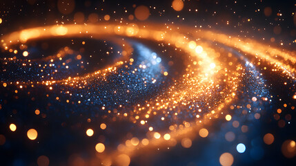 Wall Mural - Cosmic Dance: A captivating spiral of radiant particles, shimmering with a warm, ethereal glow against a deep, starlit backdrop.