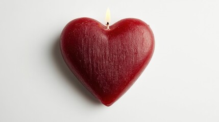 Sticker - Elegant heart-shaped red candle placed on a clean white backdrop; minimalist design for Valentine celebration