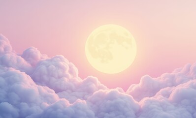 Wall Mural - Serene sunset over fluffy clouds