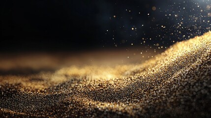 Wall Mural - abstract festive christmas texture with golden bokeh effects and highlights set against a dark backg