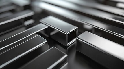 Abstract Metallic Bars Chrome Steel Texture Background