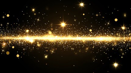 Wall Mural - a backdrop of golden particle waves adorned with abstract gold glitter twirls. a sparkling confetti 