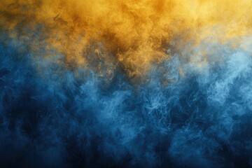 Wall Mural - abstract background with swirling blue and gold smoke, creating a dramatic and ethereal atmosphere.