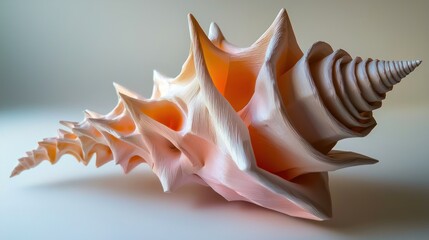 Wall Mural - a beautifully crafted seashell sculpture showcasing intricate details and textures, with soft lighti