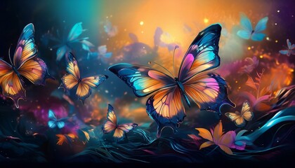 Wall Mural - butterflies flying buterfly flok