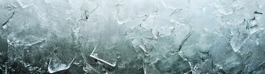 Aufkleber - Close up detailed view of a frozen ice texture in a winter landscape setting showcasing intricate crystal patterns and a transparent solid frozen surface against a cold wintry background