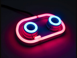 Wall Mural - neon figures on black background, designer element.