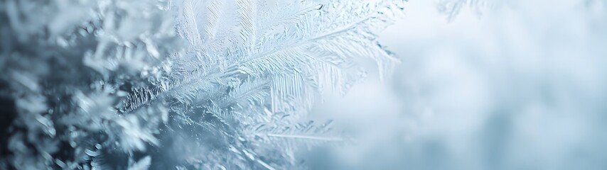 Poster - Delicate and intricate crystalline patterns created by frost and ice forming on a surface capturing the beauty and ethereal elegance of the natural winter landscape in a minimalist