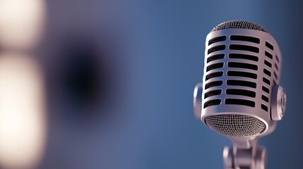 Wall Mural - close-up of a vintage microphone against a softly blurred background, ideal for music and performanc