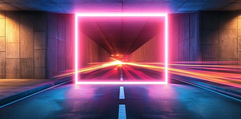 Wall Mural - The design includes a 3D rendering of a red background enhanced with light blue light trails, providing a canvas for text or messages