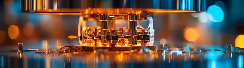 Fototapete - Futuristic electronic circuit board with microchips and cables in intricate technological design representing innovation progress and the complexity of modern digital systems and computer hardware