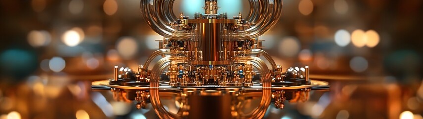 Poster - Futuristic glowing metallic architectural structure in an ethereal sci fi inspired cyberspace dimension  This abstract dynamic and visually striking digital rendering depicts a complex
