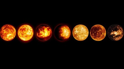Wall Mural - fiery planets a sequence of celestial bodies in space