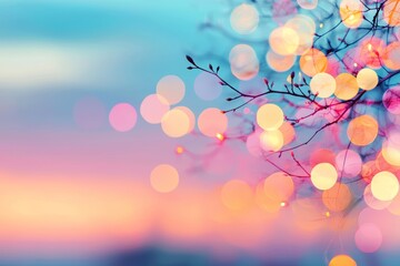 Wall Mural - for the background, an abstract light blue blur bokeh is used, with a central light blur on a high l