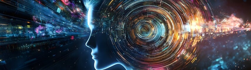 Fototapete - Futuristic Mind   Visualization of Intelligence and Digital Consciousness