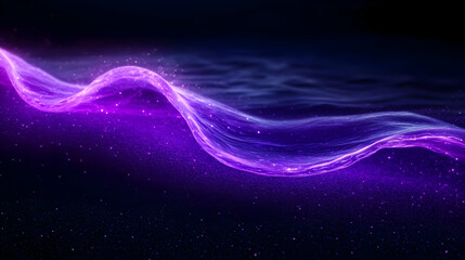 Wall Mural - a captivating wave of glowing purple light dances gracefully against a dark backdrop, creating a mes
