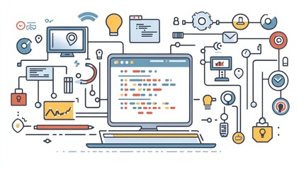 Computer Code and Data Network Illustration for Technology and Innovation