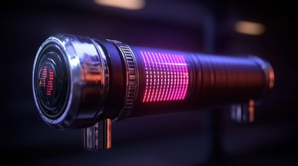 Wall Mural - futuristic glowing device with vibrant lights in a high-tech environment, showcasing advanced techno