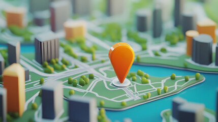 Poster - Overhead view of a detailed 3D miniature model of a modern futuristic city with vibrant colorful skyscrapers and buildings