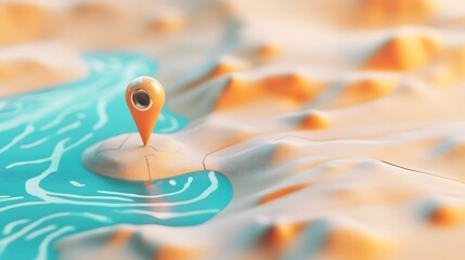Aufkleber - Pinpoint Your Journey Vibrant Digital Map with Navigational Marker Symbol Showcasing Outdoor Discovery and Wanderlust Adventure