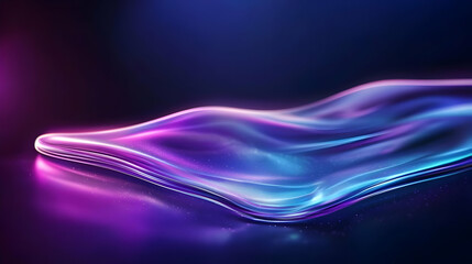 Wall Mural - a vibrant, fluid abstract composition showcasing colorful waves of light against a dark backdrop, ev