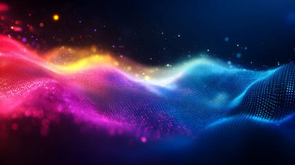 Wall Mural - a vibrant wave of colorful lights creates a stunning digital background, perfect for designs and art