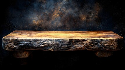 Wall Mural - minimalist wooden table under overhead lighting for product photography