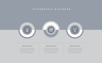 Wall Mural - business infographic template concept with icons and 3 step, workflow layout, circle, diagram, repor