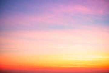 Wall Mural - Beautiful , luxury soft gradient orange gold clouds and sunlight on the blue sky perfect for the background, take in evening,Twilight, Large size, high definition landscape photo