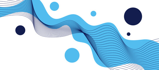 Blue wave line geometric background on white design. Modern futuristic geometric abstract background.