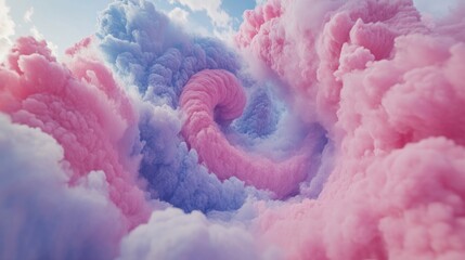 Poster - Abstract swirling pink and blue cloudscape, ethereal and dreamy.