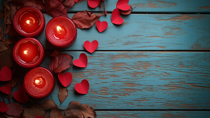 Wall Mural - christmas candles on wooden background