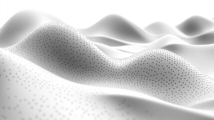 Aufkleber - Abstract white undulating surface with tiny dots, 3D rendering.