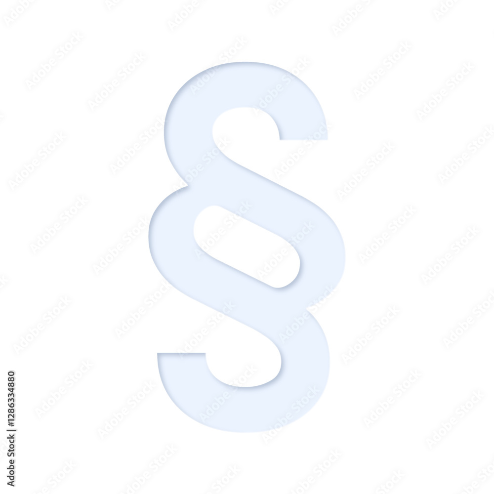 § section sign in light blue color with inner shadow and cutout effect ...