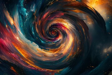 Wall Mural - A swirling vortex of colors illuminated by streaks of golden light