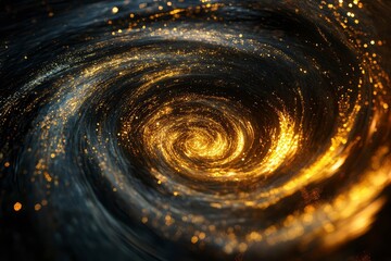 a swirling vortex of colors illuminated by streaks of golden light