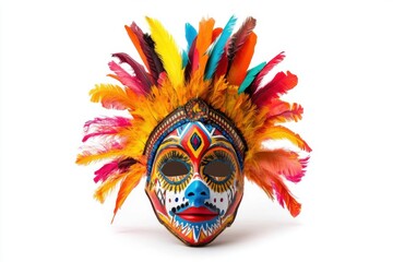 Wall Mural - Colorful Feather Headdress Adorns Vibrant Mask