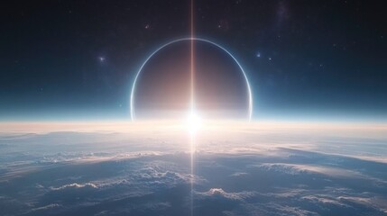 Poster - Planetrise eclipse sunrise space atmospheric cloudscape